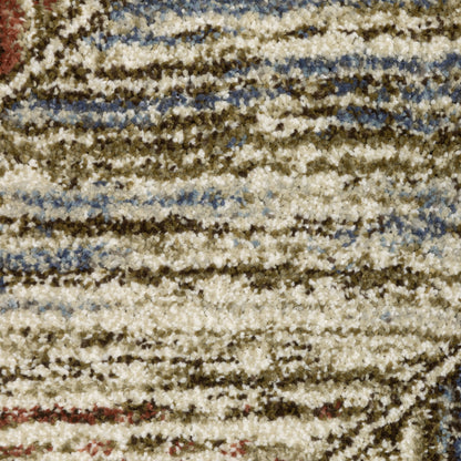 Gemma Geometric Blue/ Rust Cut Pile Rug