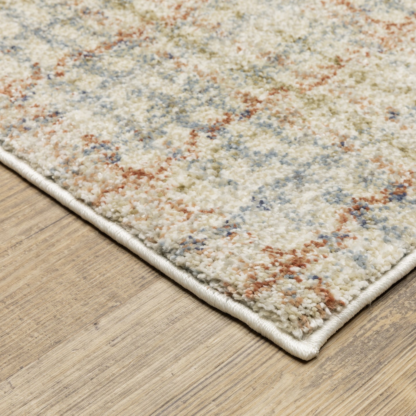 Gemma Stripe Rust/ Green Geometric Cut Pile Rug