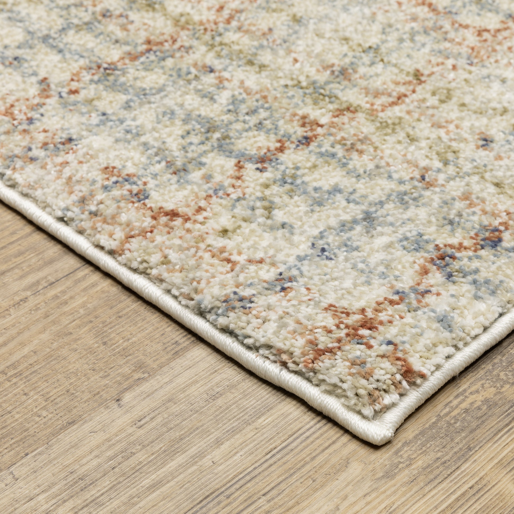 Gemma Stripe Rust/ Green Geometric Cut Pile Rug