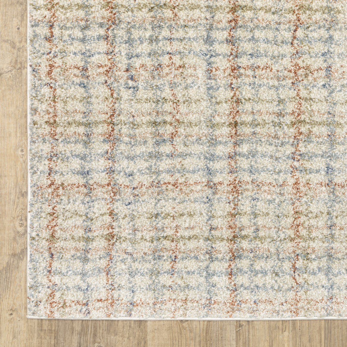 Gemma Stripe Rust/ Green Geometric Cut Pile Rug