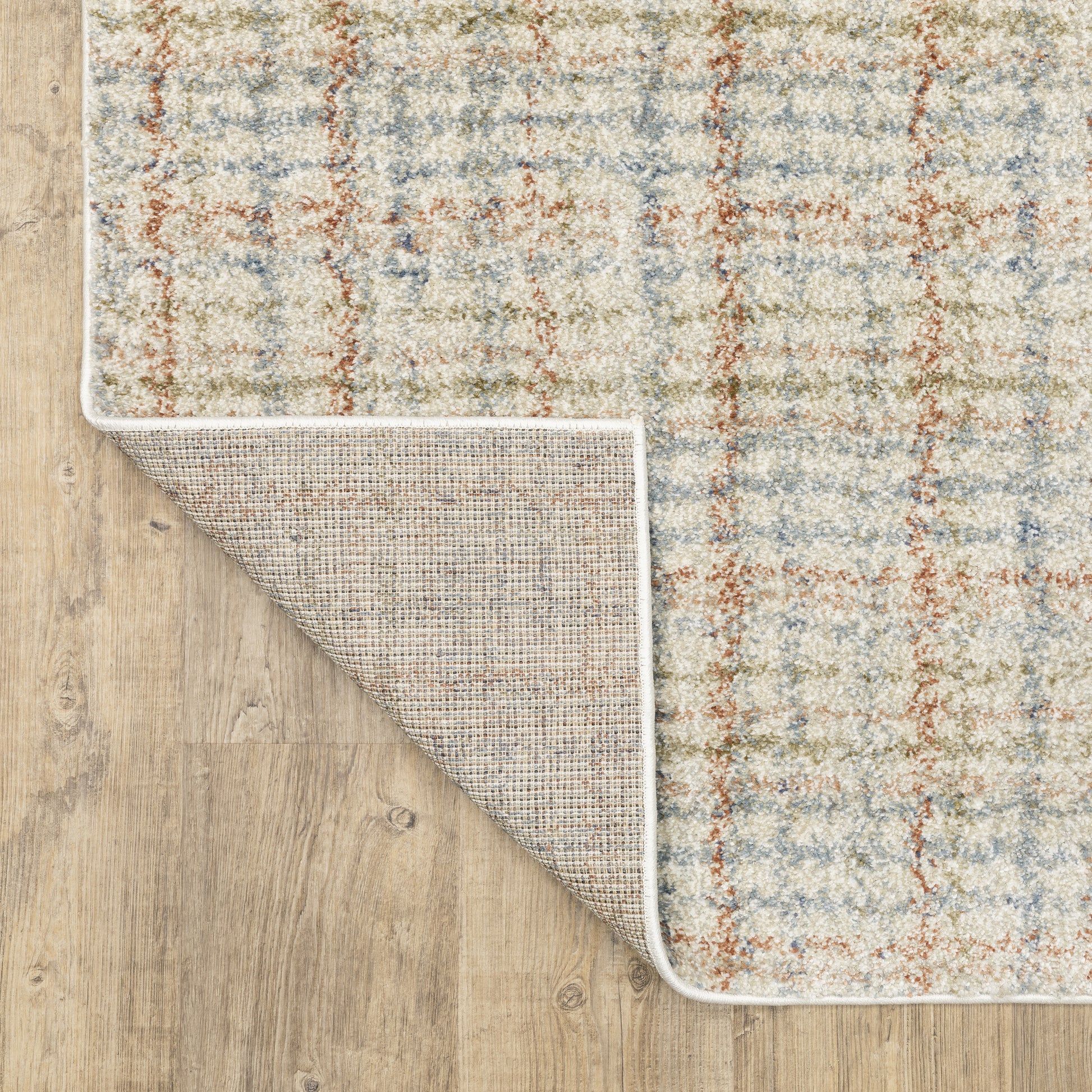 Gemma Stripe Rust/ Green Geometric Cut Pile Rug