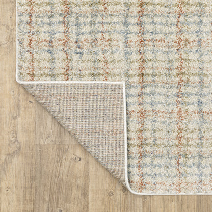 Gemma Stripe Rust/ Green Geometric Cut Pile Rug