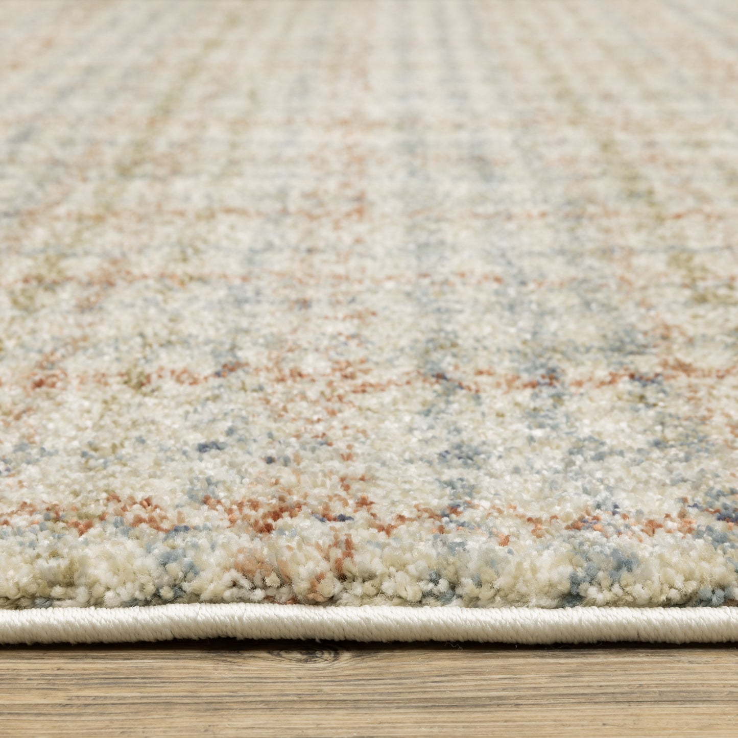 Gemma Stripe Rust/ Green Geometric Cut Pile Rug