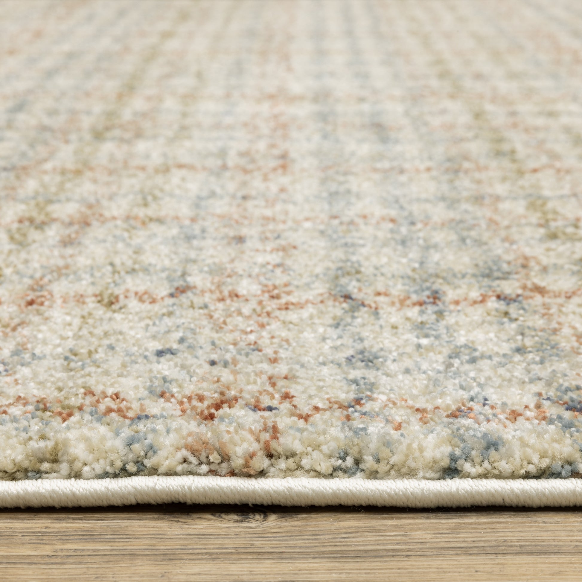 Gemma Stripe Rust/ Green Geometric Cut Pile Rug