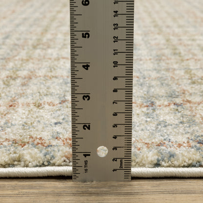 Gemma Stripe Rust/ Green Geometric Cut Pile Rug