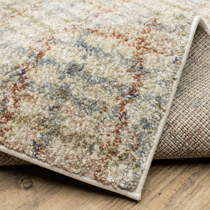 Gemma Stripe Rust/ Green Geometric Cut Pile Rug