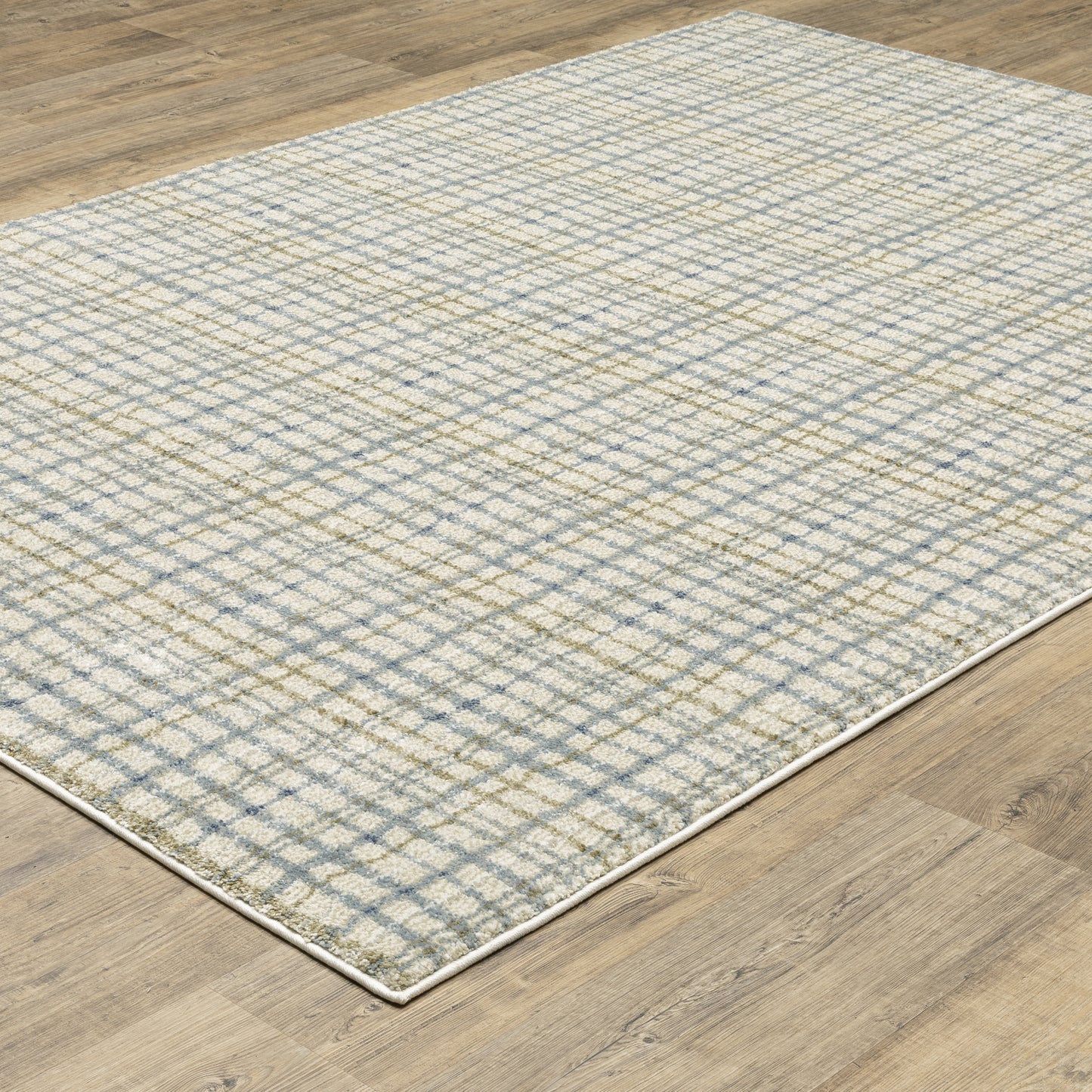 Gemma Stripe Blue/ Green Geometric Cut Pile Rug
