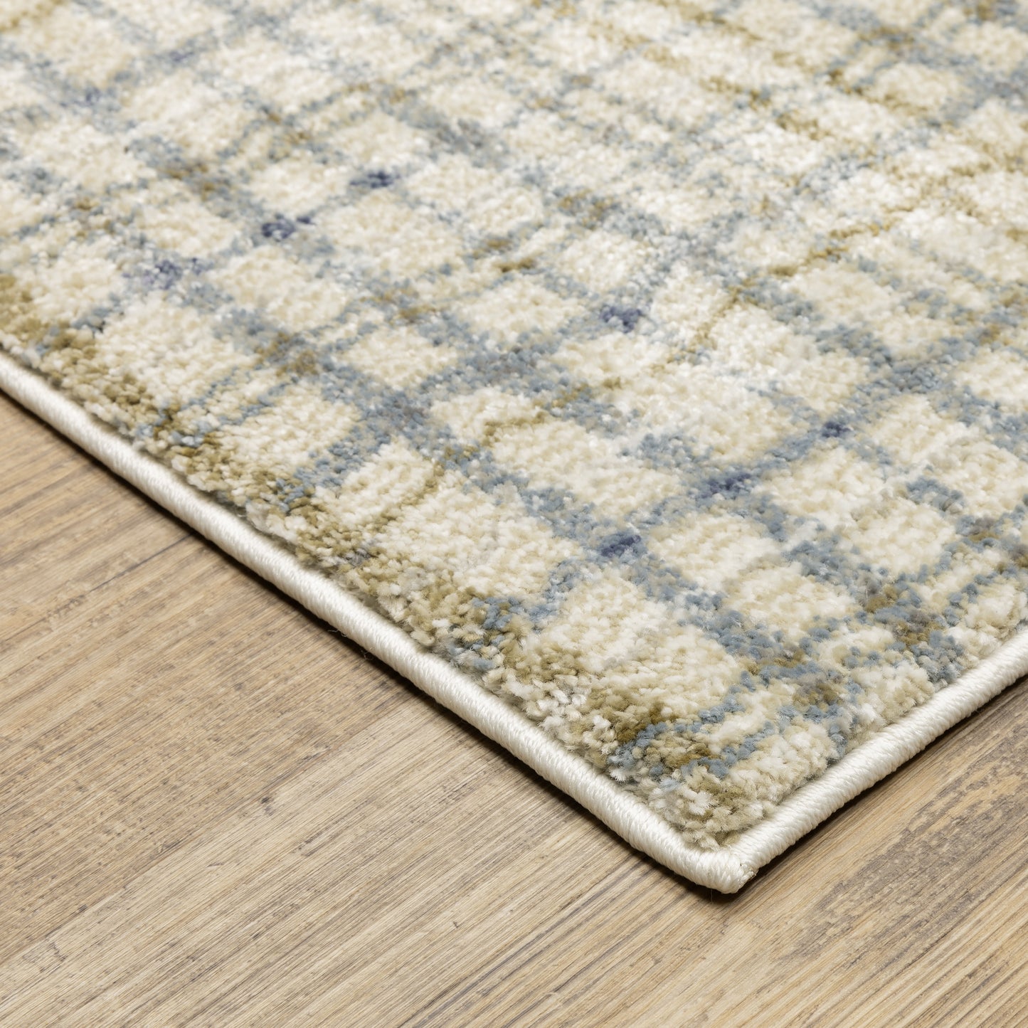 Gemma Stripe Blue/ Green Geometric Cut Pile Rug