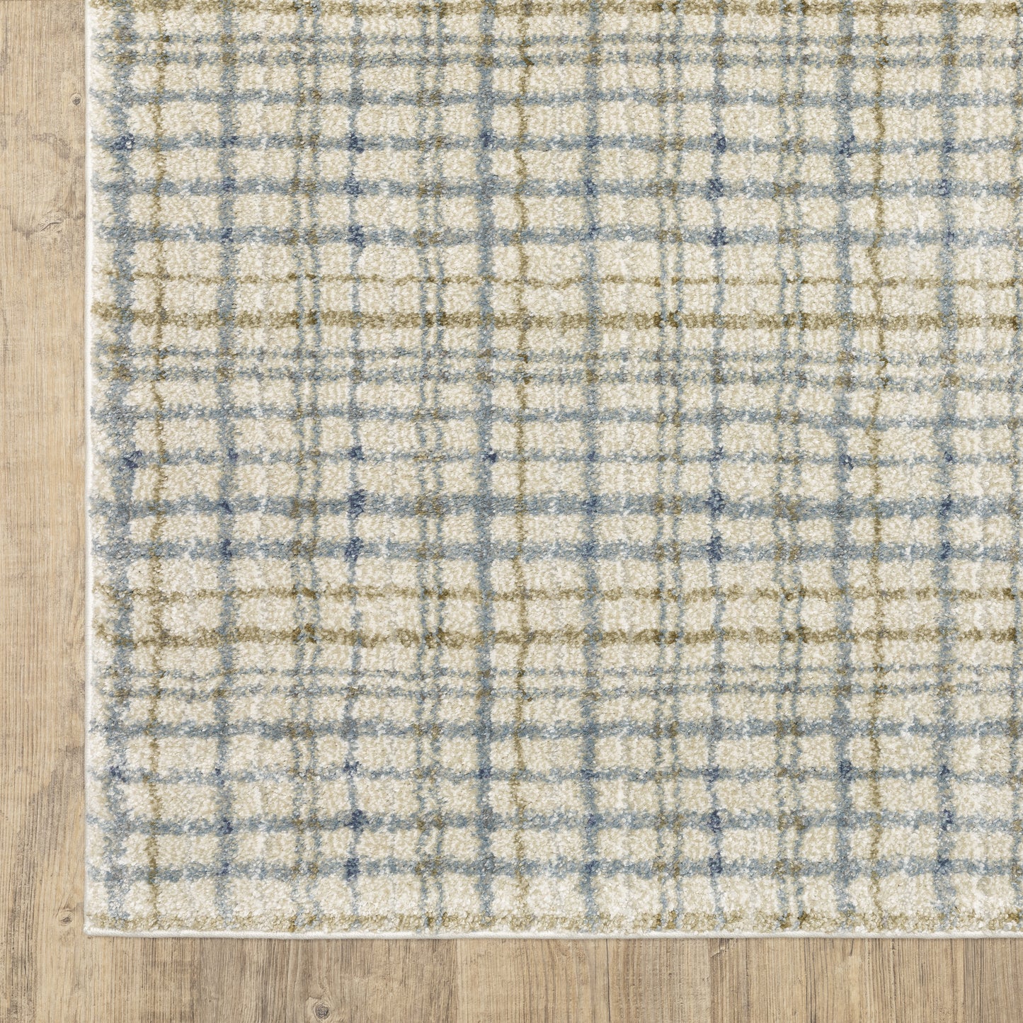 Gemma Stripe Blue/ Green Geometric Cut Pile Rug