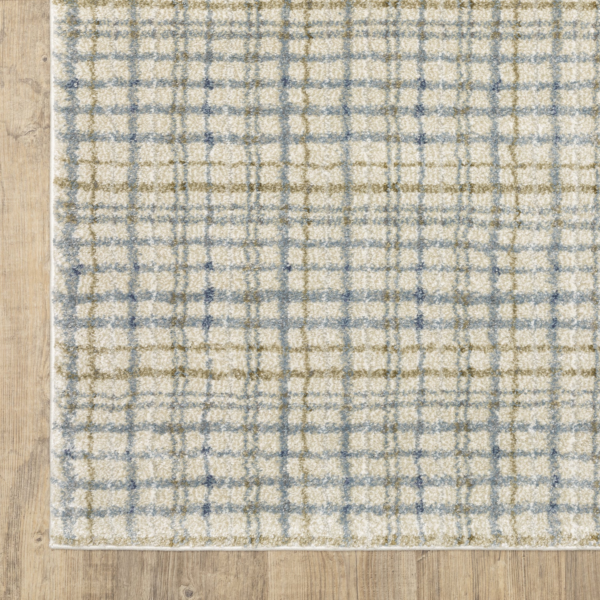 Gemma Stripe Blue/ Green Geometric Cut Pile Rug