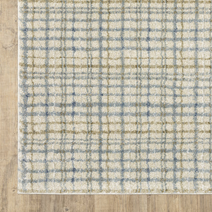 Gemma Stripe Blue/ Green Geometric Cut Pile Rug