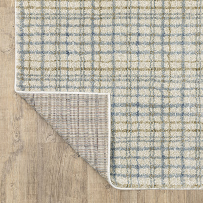 Gemma Stripe Blue/ Green Geometric Cut Pile Rug
