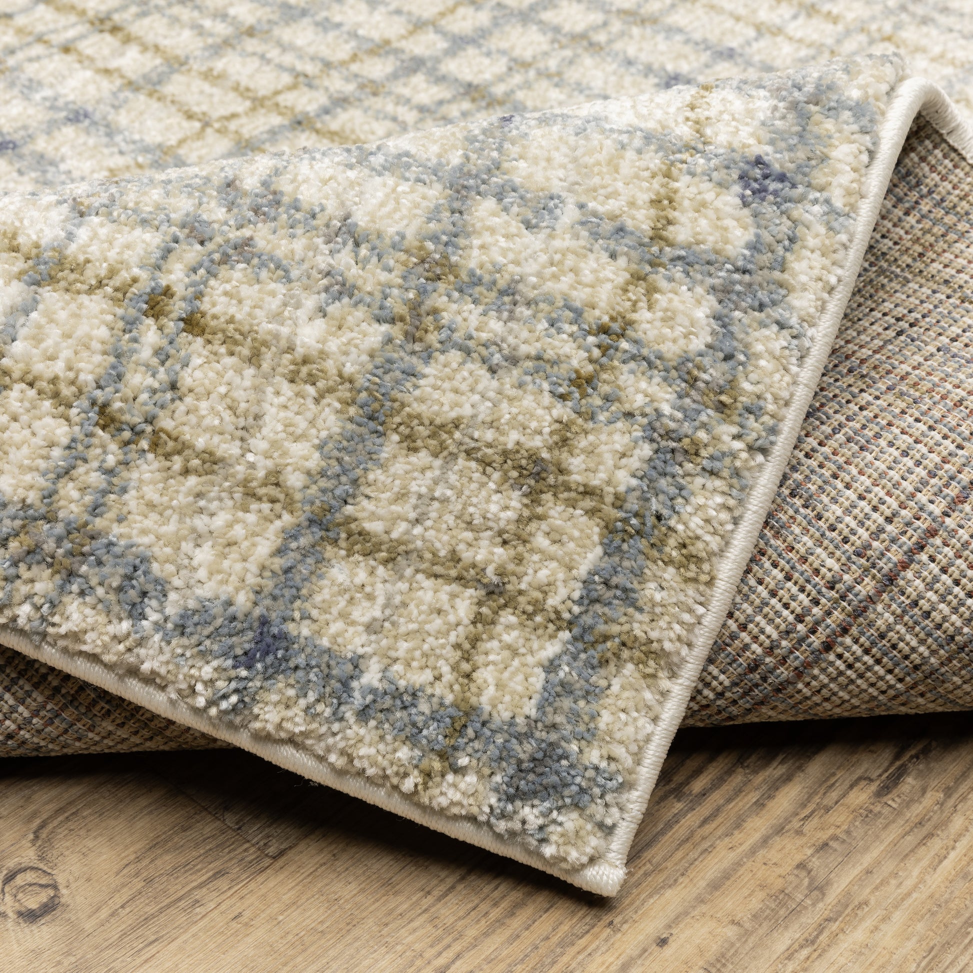 Gemma Stripe Blue/ Green Geometric Cut Pile Rug