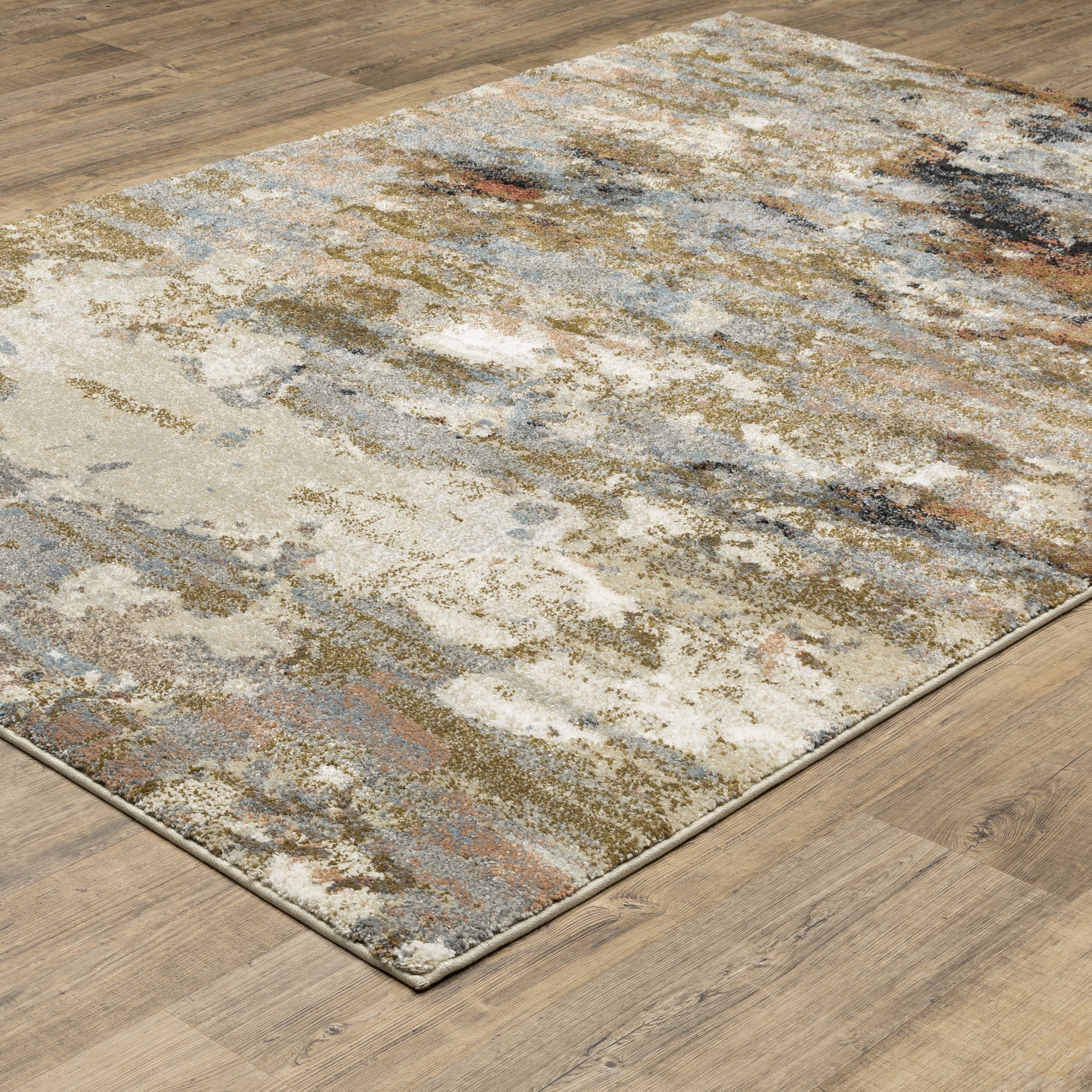 Gemma Abstract Gold/ Rust Cut Pile Rug