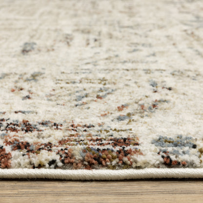 Gemma Distressed Beige/ Multi Geometric Cut Pile Rug