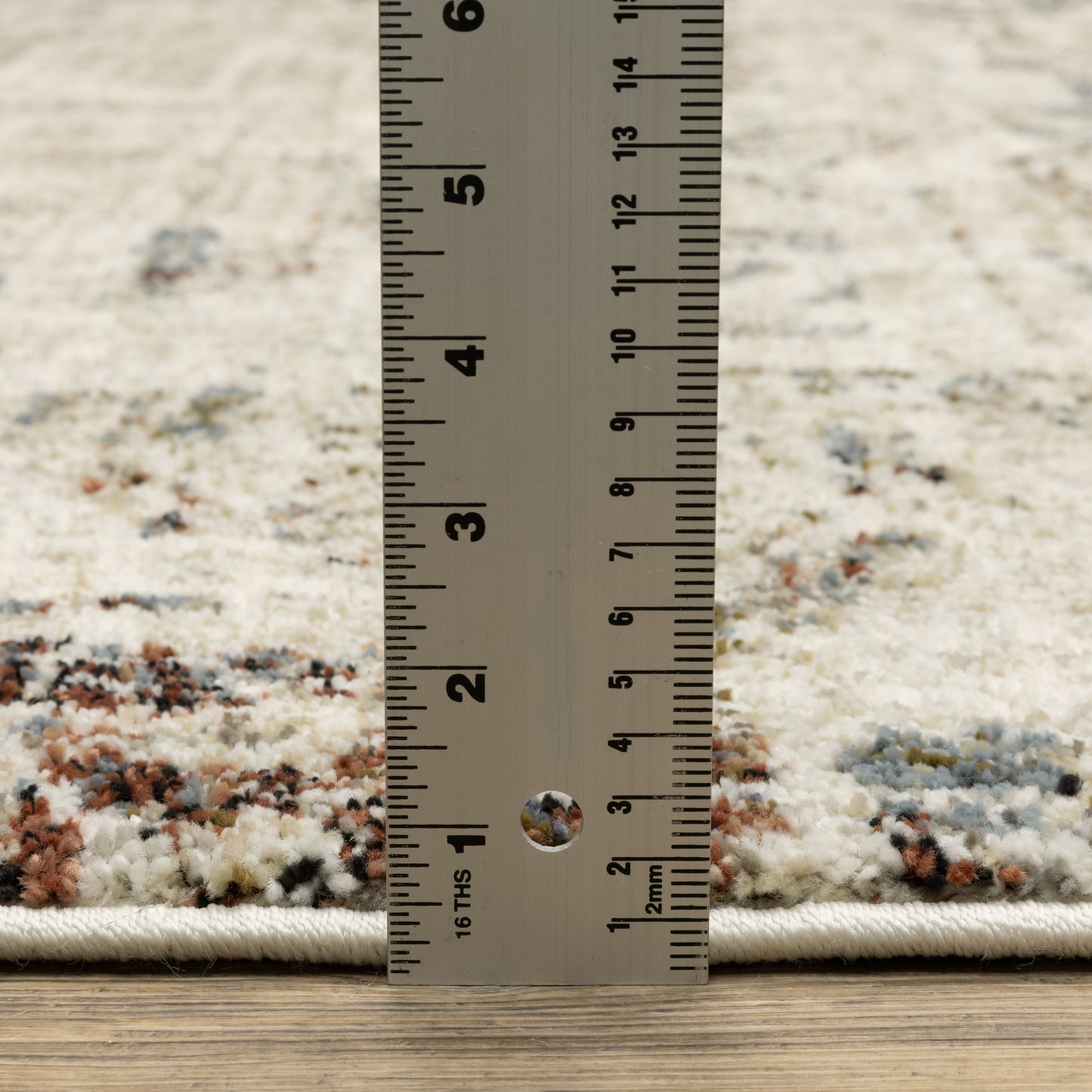 Gemma Distressed Beige/ Multi Geometric Cut Pile Rug