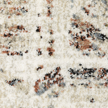 Gemma Distressed Beige/ Multi Geometric Cut Pile Rug