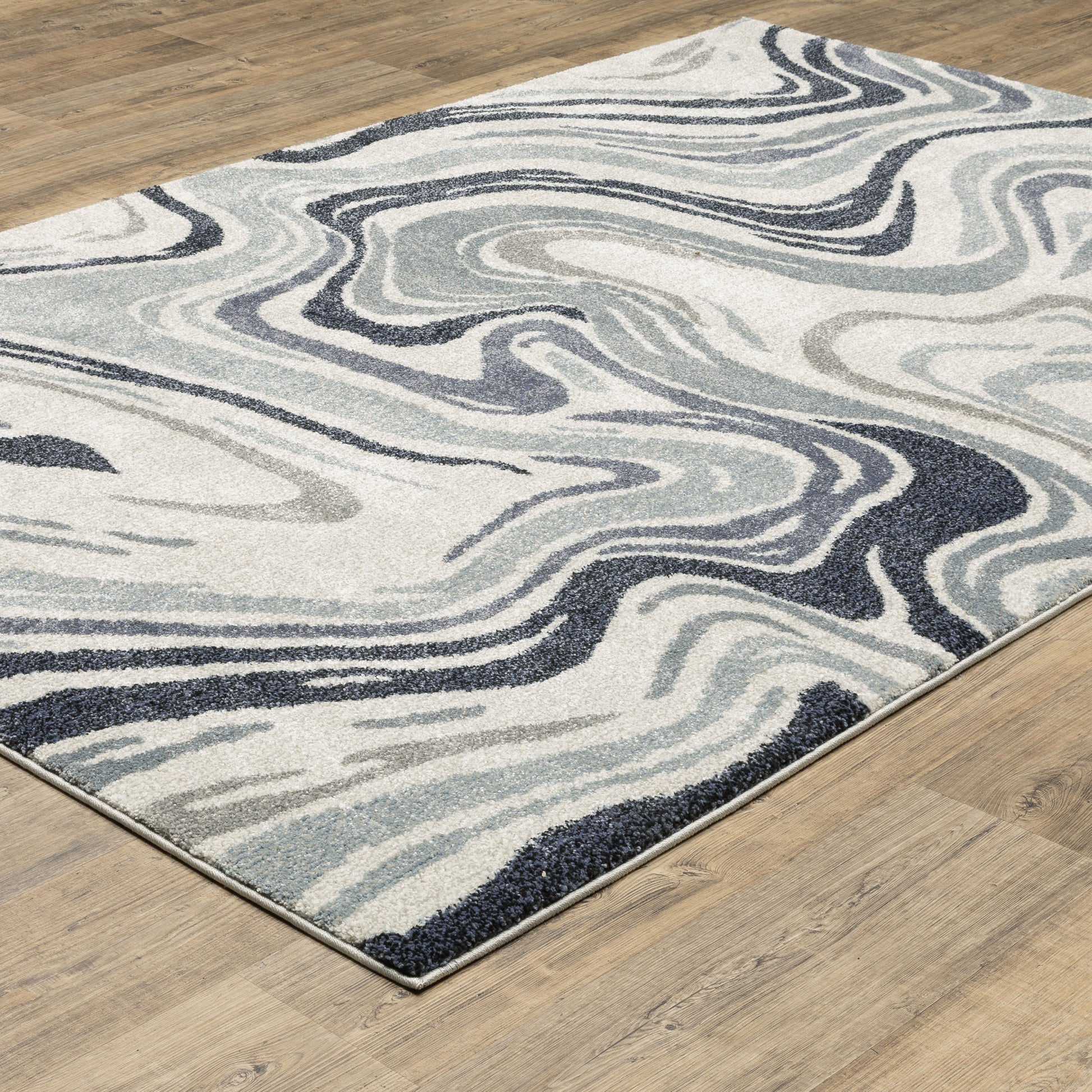 Gemma Abstract Blue/ Beige Cut Pile Rug