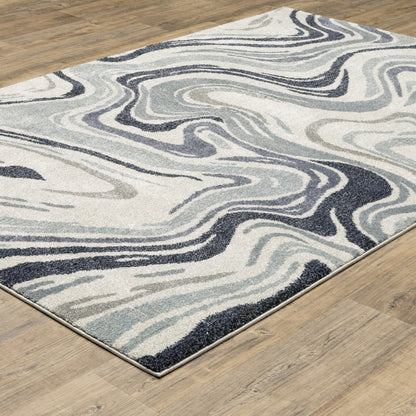 Gemma Abstract Blue/ Beige Cut Pile Rug