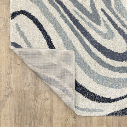 Gemma Abstract Blue/ Beige Cut Pile Rug