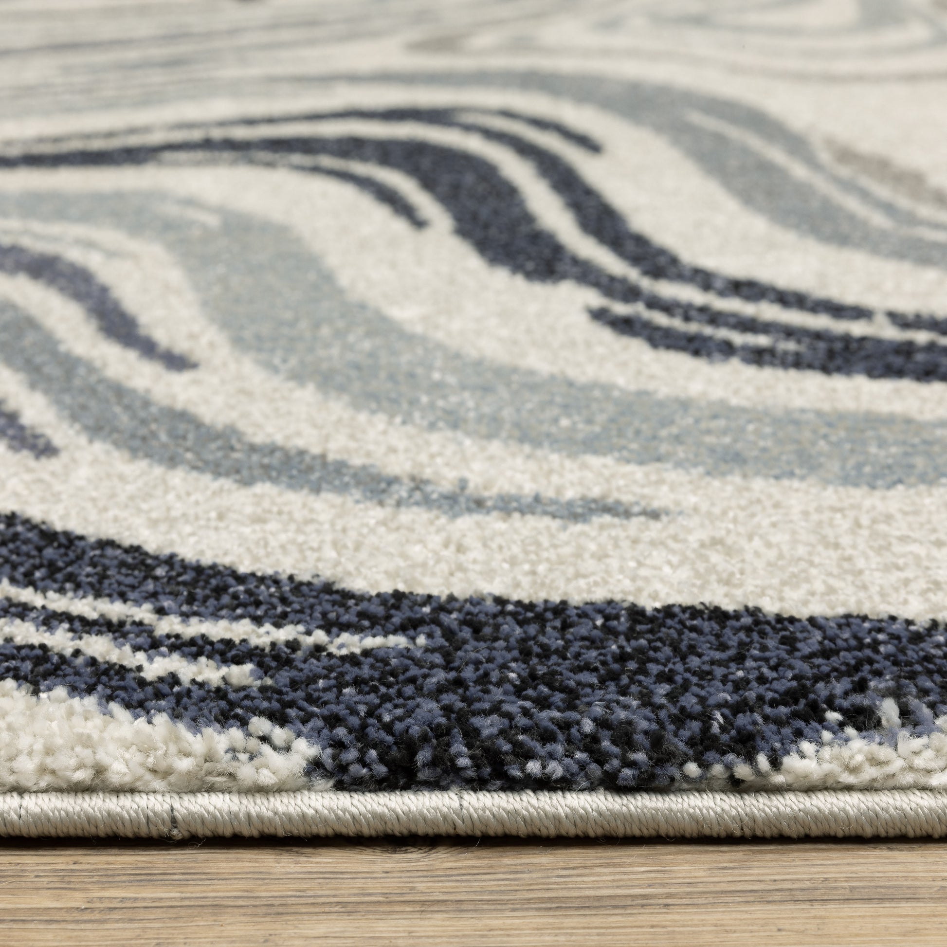 Gemma Abstract Blue/ Beige Cut Pile Rug