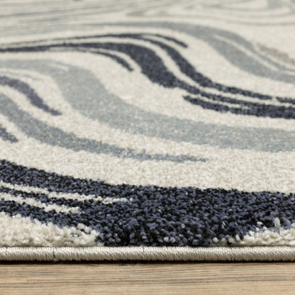 Gemma Abstract Blue/ Beige Cut Pile Rug