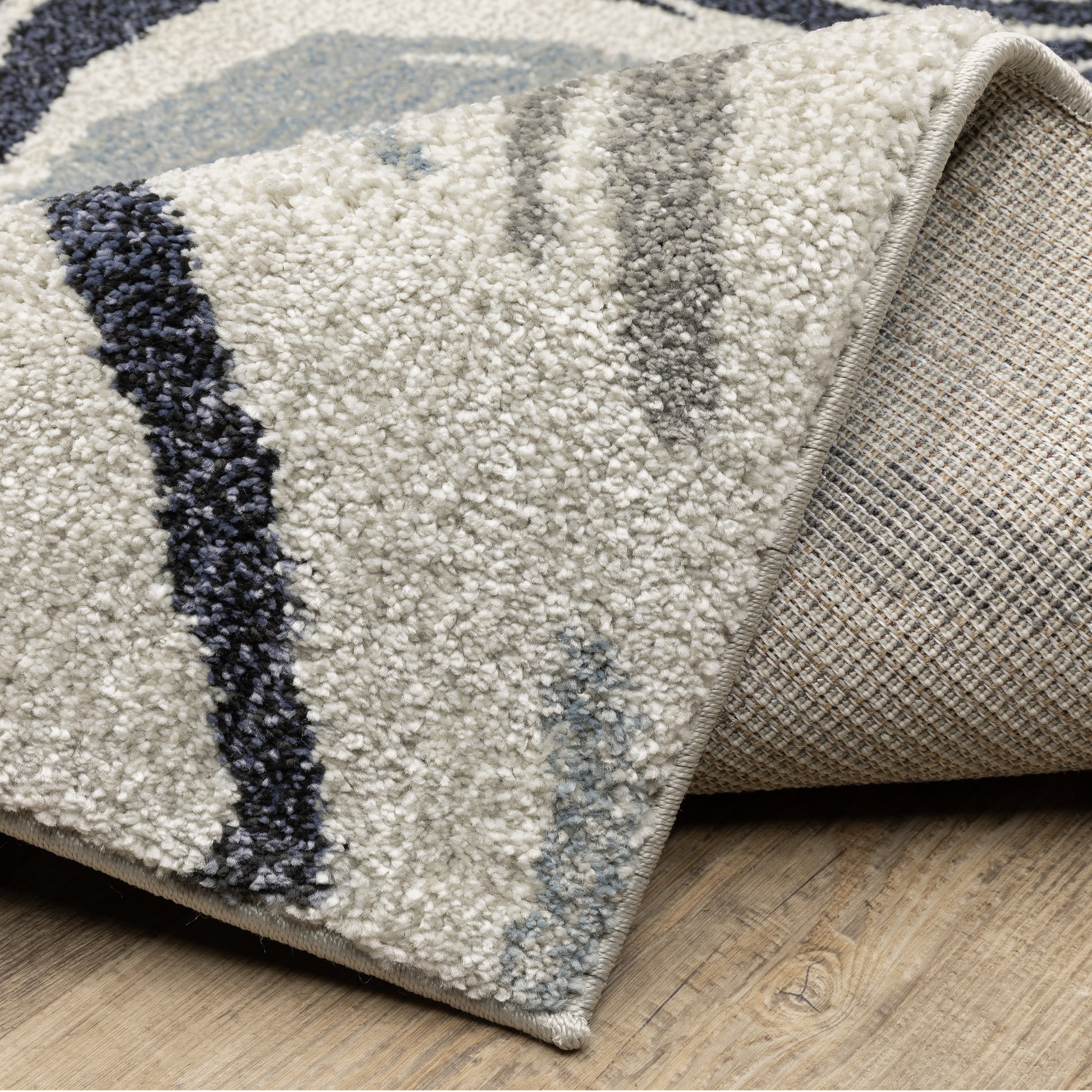 Gemma Abstract Blue/ Beige Cut Pile Rug