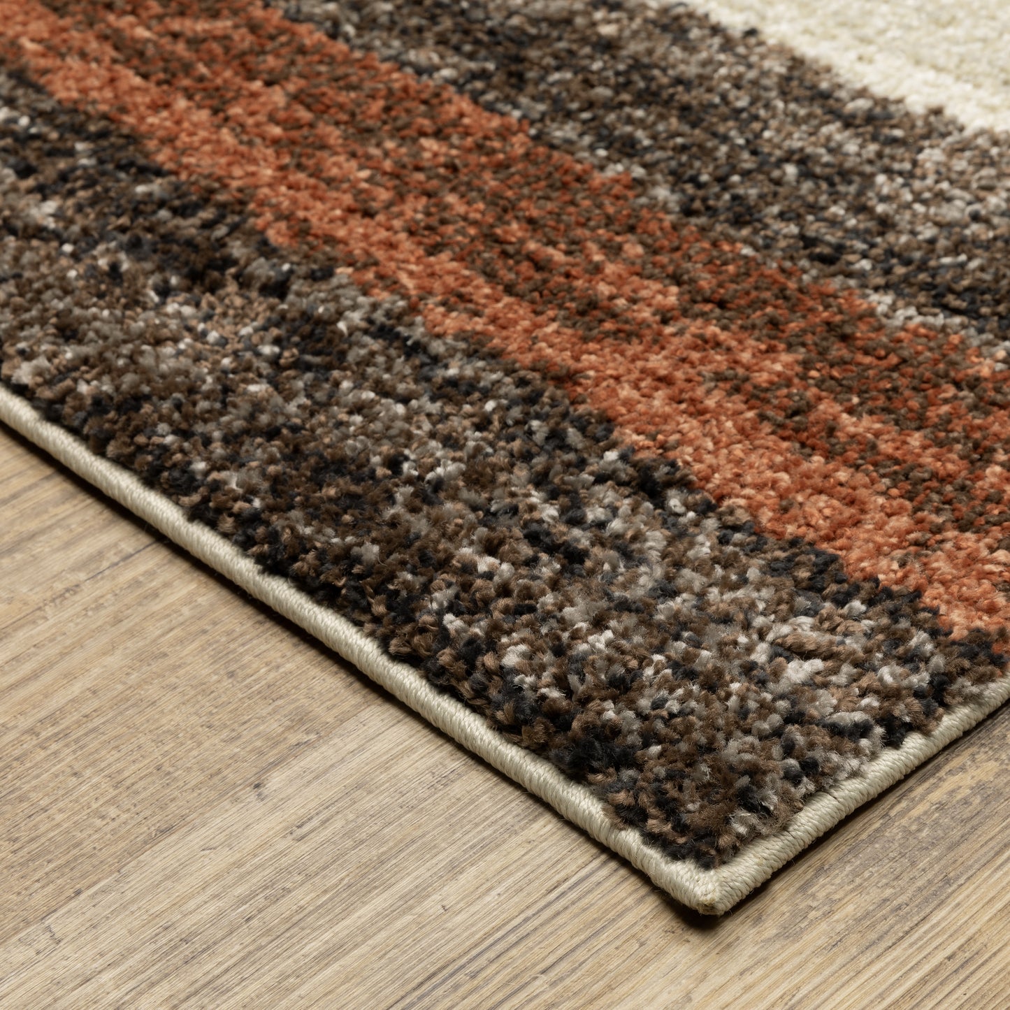 Gemma Stripe Multi/ Brown Geometric Cut Pile Rug