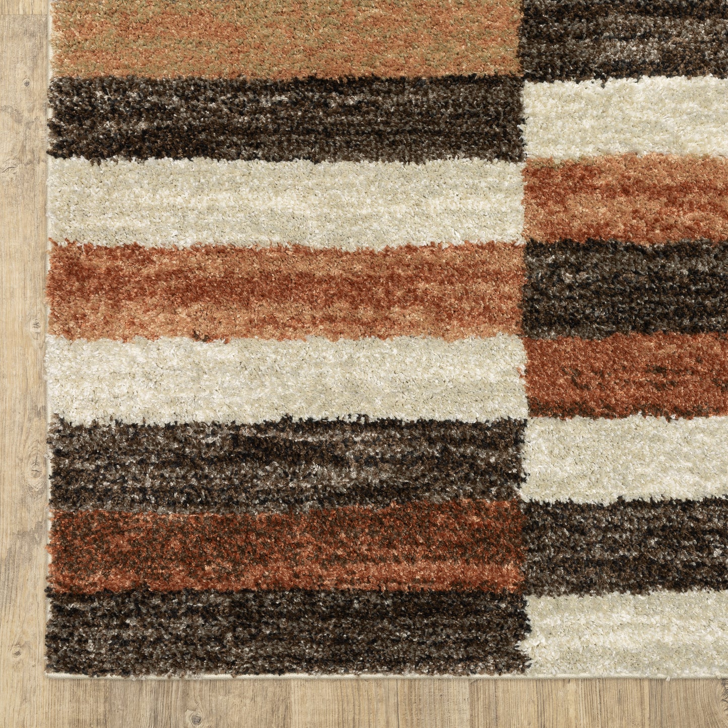 Gemma Stripe Multi/ Brown Geometric Cut Pile Rug
