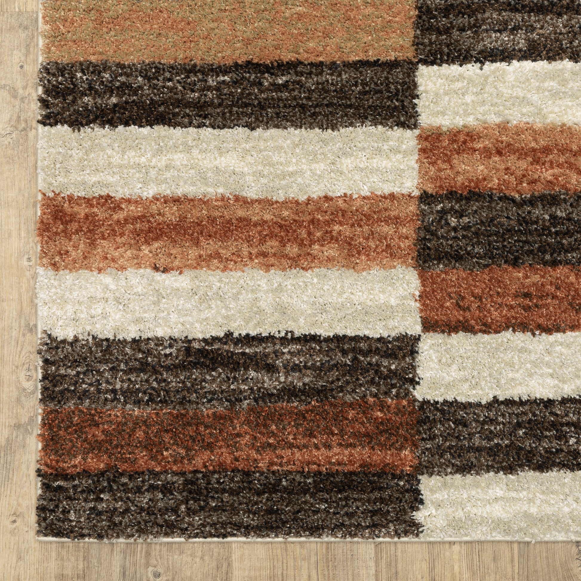 Gemma Stripe Multi/ Brown Geometric Cut Pile Rug