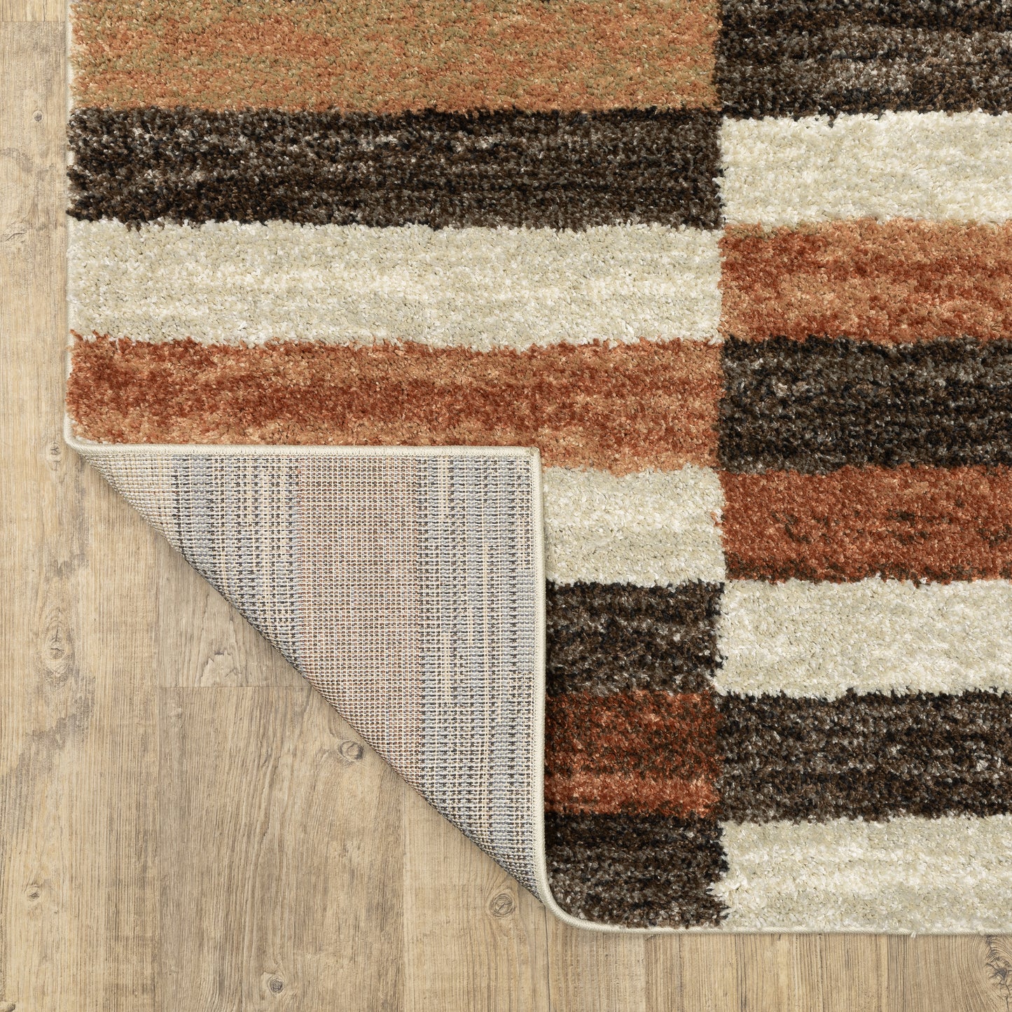 Gemma Stripe Multi/ Brown Geometric Cut Pile Rug