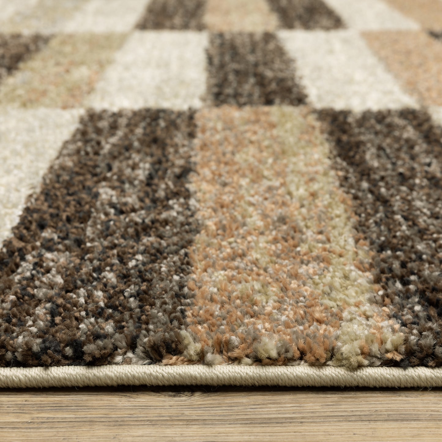 Gemma Stripe Multi/ Brown Geometric Cut Pile Rug