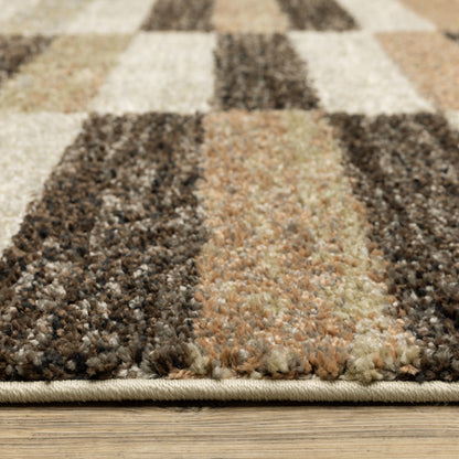 Gemma Stripe Multi/ Brown Geometric Cut Pile Rug