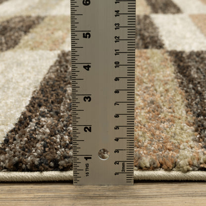 Gemma Stripe Multi/ Brown Geometric Cut Pile Rug