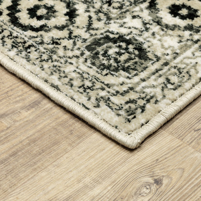 Georgia Medallion Grey/ Black Distressed Cut Pile Rug