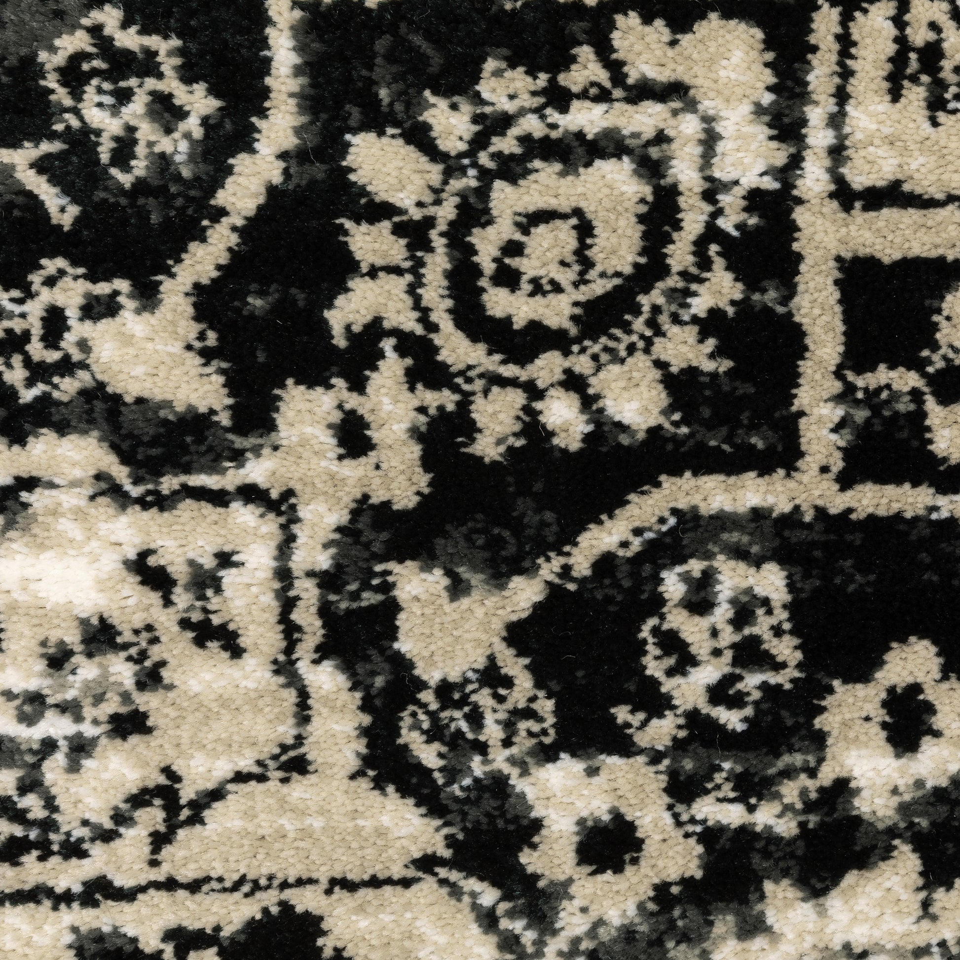 Georgia Medallion Grey/ Black Distressed Cut Pile Rug