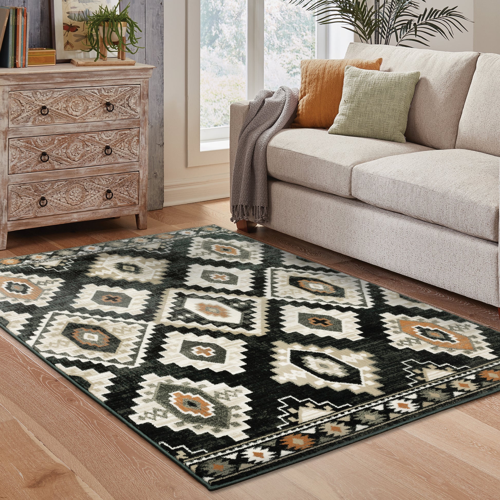 Georgia Southwest/Lodge Charcoal/ Ivory Cut Pile Rug