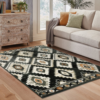 Georgia Southwest/Lodge Charcoal/ Ivory Cut Pile Rug