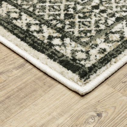 Georgia Medallion Ivory/ Grey Distressed Cut Pile Rug