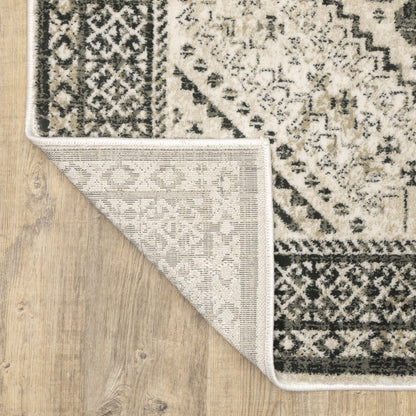 Georgia Medallion Ivory/ Grey Distressed Cut Pile Rug