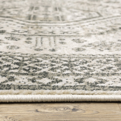 Georgia Medallion Ivory/ Grey Distressed Cut Pile Rug