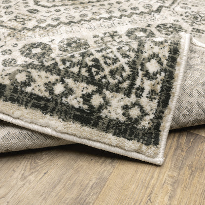 Georgia Medallion Ivory/ Grey Distressed Cut Pile Rug