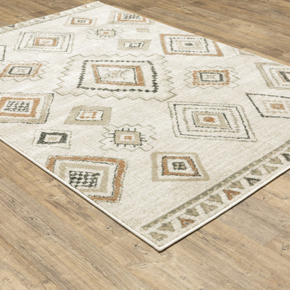 Georgia Tribal Ivory/ Orange Southwest/Lodge Cut Pile Rug