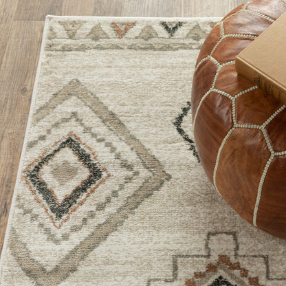 Georgia Tribal Ivory/ Orange Southwest/Lodge Cut Pile Rug