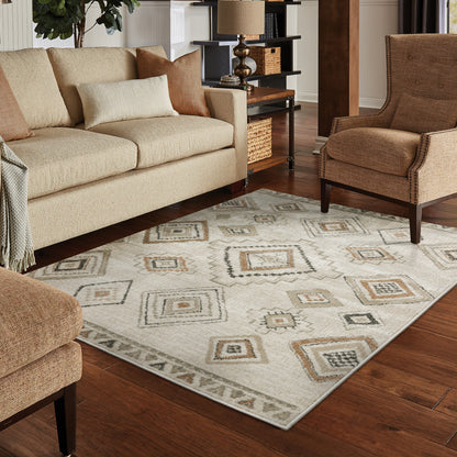 Georgia Tribal Ivory/ Orange Southwest/Lodge Cut Pile Rug