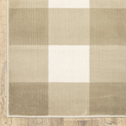 Georgia Geometric Beige/ Ivory Cut Pile Rug