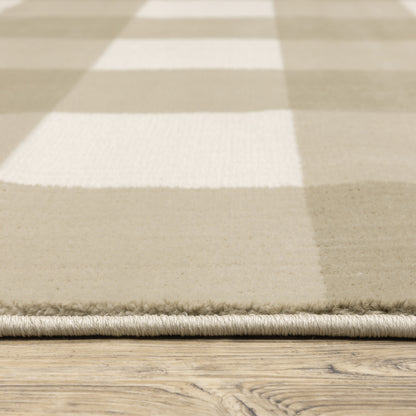 Georgia Geometric Beige/ Ivory Cut Pile Rug