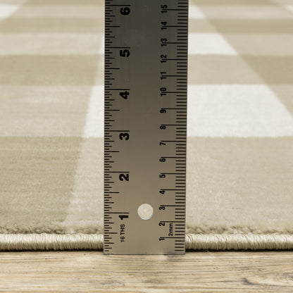 Georgia Geometric Beige/ Ivory Cut Pile Rug