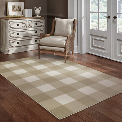Georgia Geometric Beige/ Ivory Cut Pile Rug