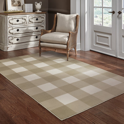 Georgia Geometric Beige/ Ivory Cut Pile Rug
